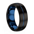 Amazon Hot Sale 8mm Tungsten Steel Black Rings Personalidade de jóias Tungstênio Anel